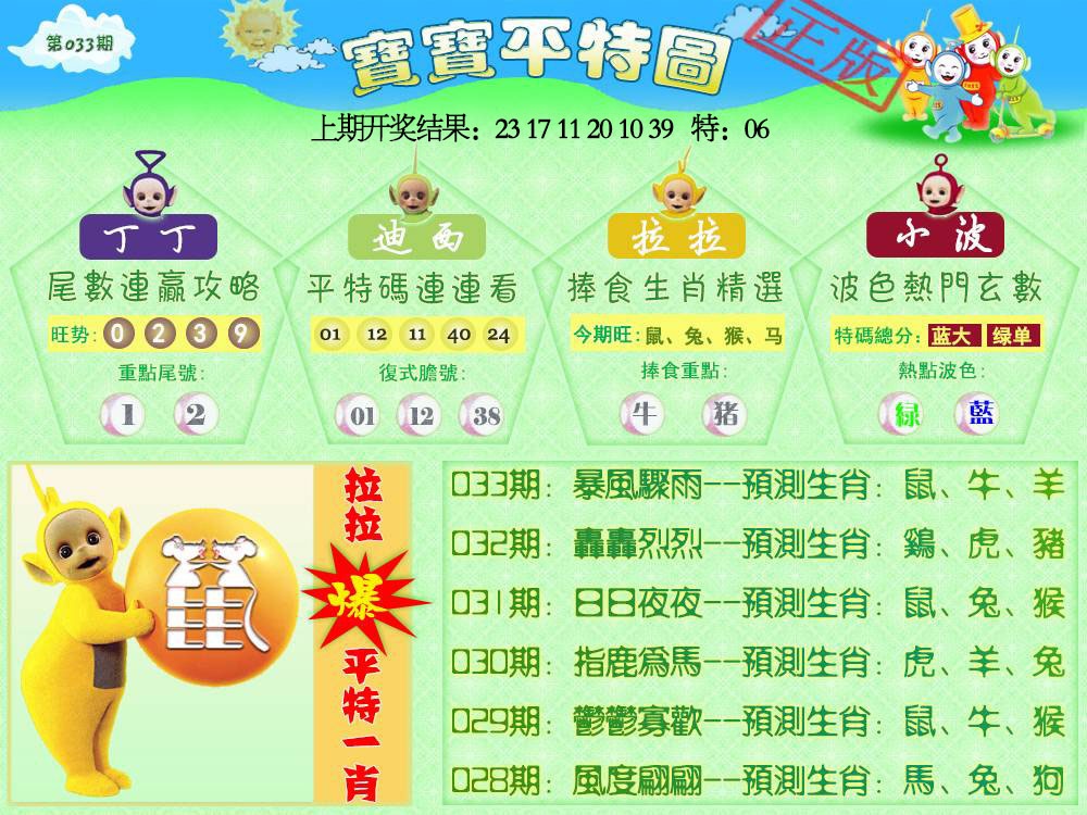 033期天线宝宝平特图[图]