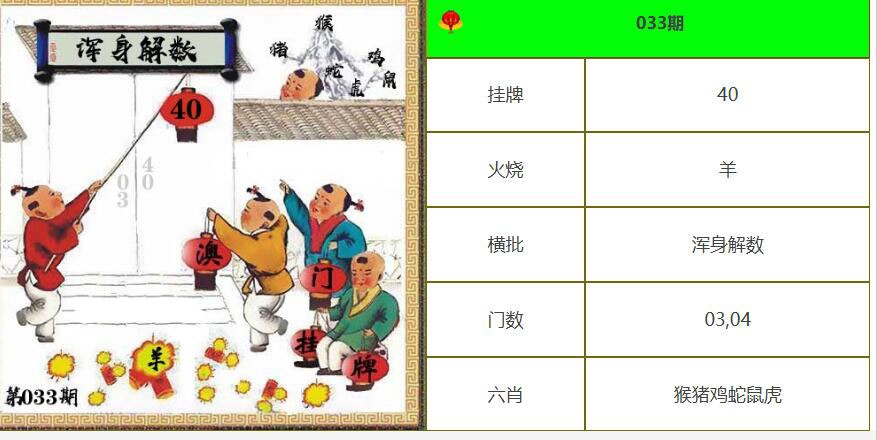 033期另版澳门挂牌[图]