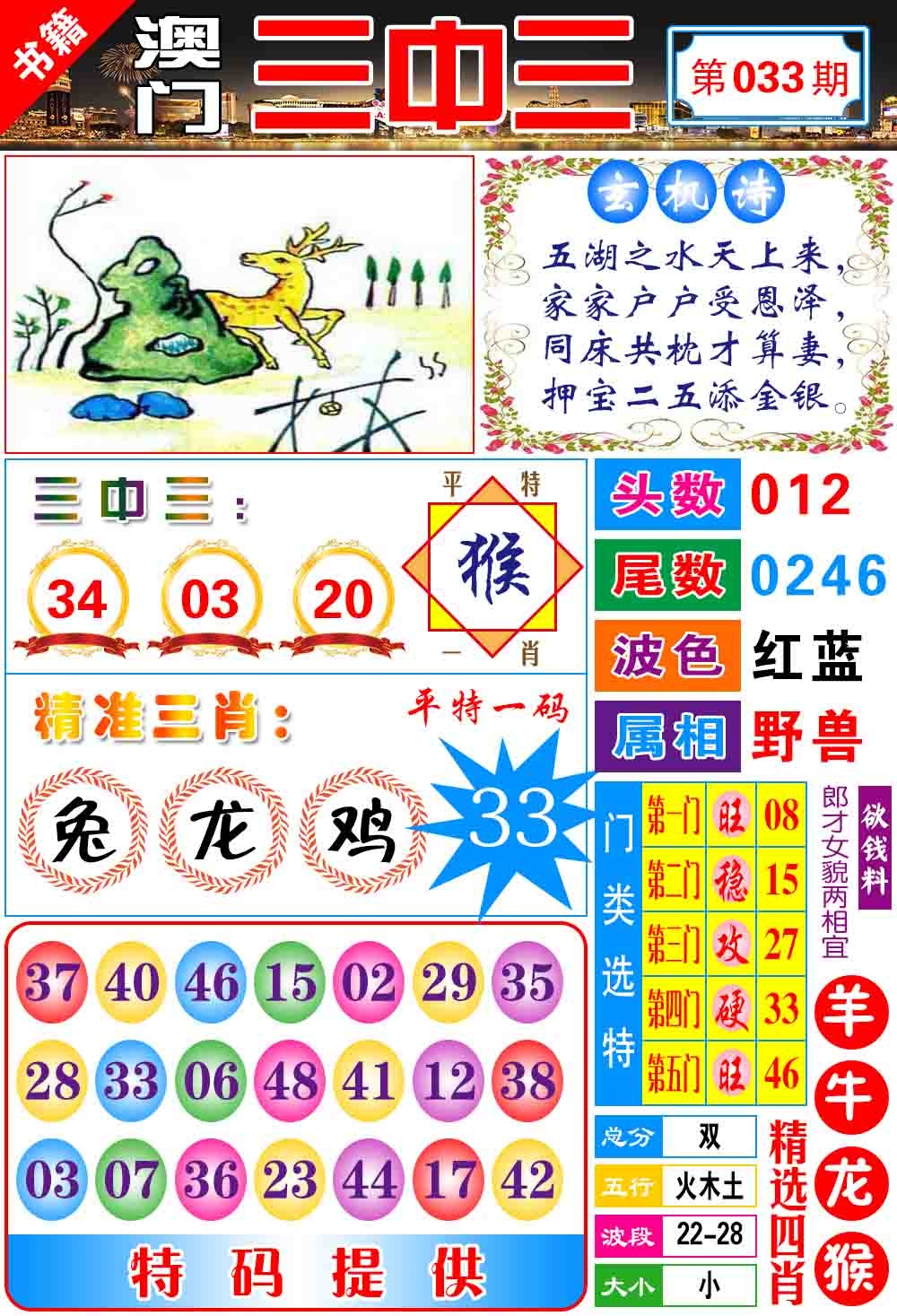033期澳门宝典三中三[图]