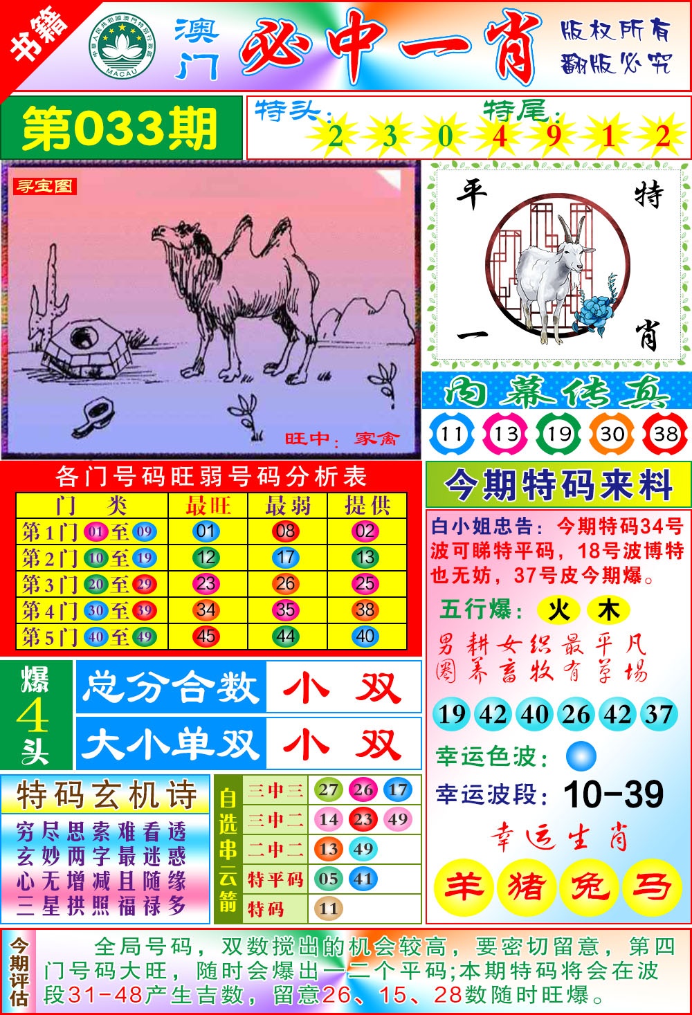 033期澳门玄机一特[图]