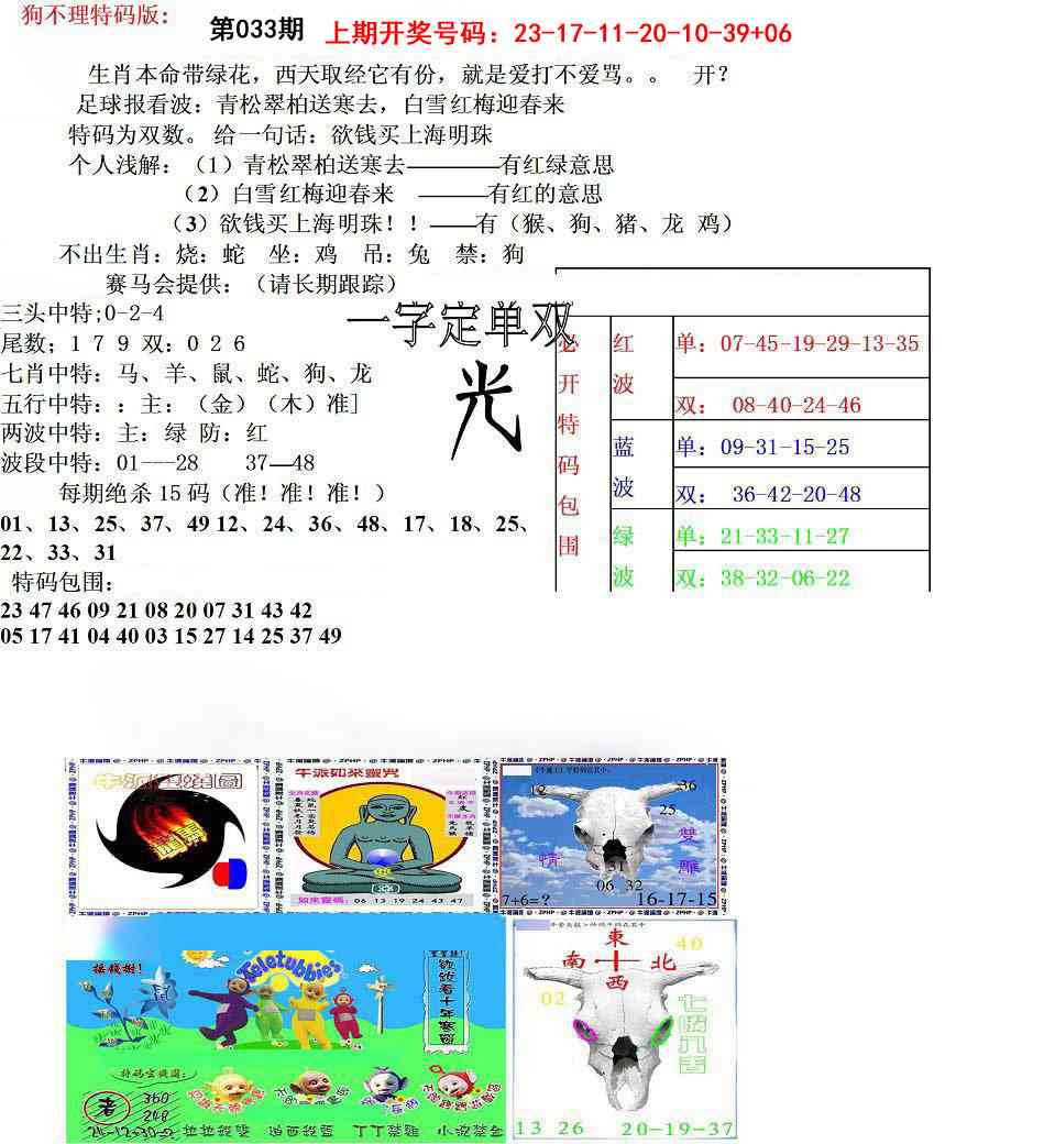 033期狗不理特码报[图]