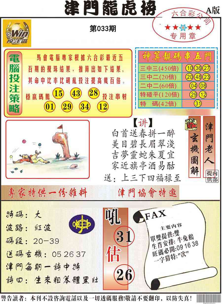 033期津门龙虎榜A[图]